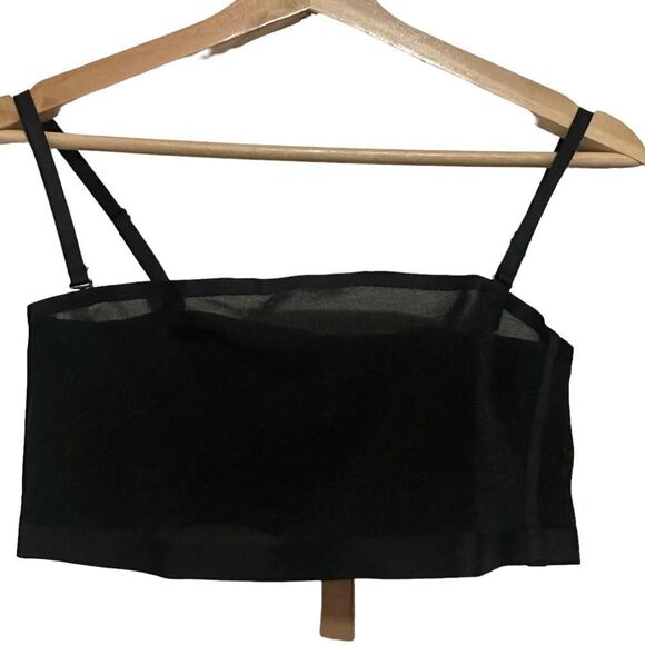 NWT SKIMS Sheer Sculpt Bandeau Neutral In Onyx Black With Straps Bralette - Picture 2 of 8